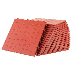 Garage Floor Tiles Interlocking 12x12 in 25 Pack Garage Flooring Tiles Red - Picture 1 of 10