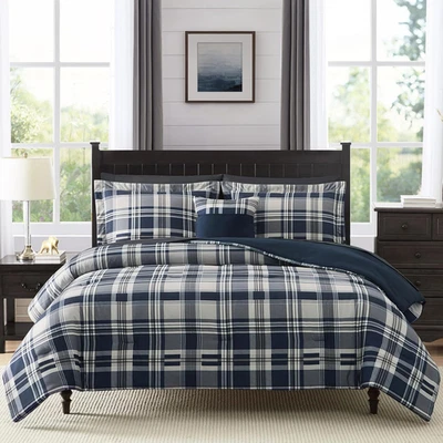 Queen Comforter Set, Plaid Design Comforter Set 7 Pieces, All Season Comfortable - Image 1 of 4