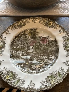 Vtg Dinner Plate Friendly Village Johnson Brothers The Lily Pond England 10.75” - Picture 1 of 7