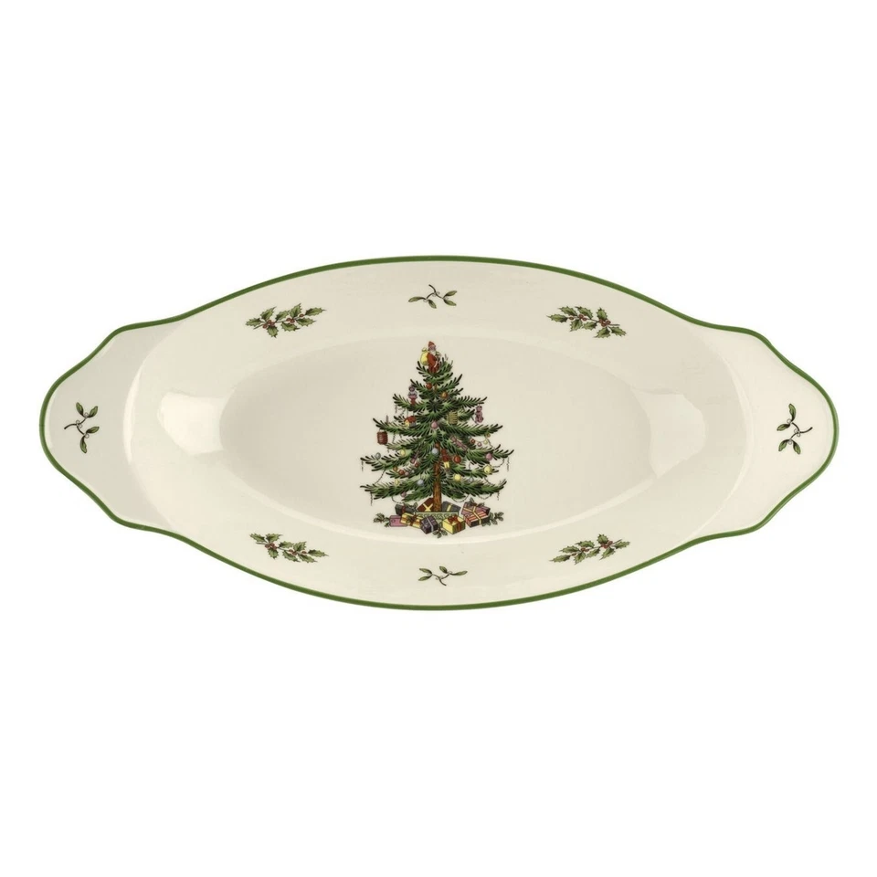 Plato para servir Spode con mango de árbol de Navidad de 15,25 pulgadas, hecho de loza Foto 1 de 4
