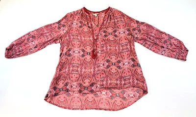 Top para mujer Lucky Brand talla 1X hippie boho manga larga con acento de cuerda - Usado en Excelente Condición Foto 1 de 4