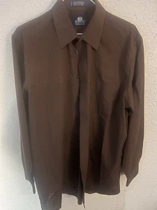 Camicia elegante uomo Stafford 16 34/35 marrone antirughe con bottoni manica lunga - Foto 1 di 7