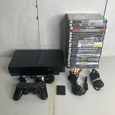 Pacote Sony PlayStation 2 Fat Black PS2 SCPH-39001 20 jogos GTA VC Scooby-Doo! - Imagem 1 de 4