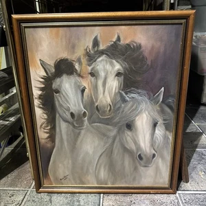 Pintura al óleo original tres caballos retrato ecuestre J. Roth Wyrick 2006 - Imagen 1 de 13