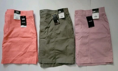 Pantalones cortos Lee® para mujer de 3 piezas melocotón/verde/malva suave talla 20M y 20 nuevos con etiquetas Foto 1 de 4