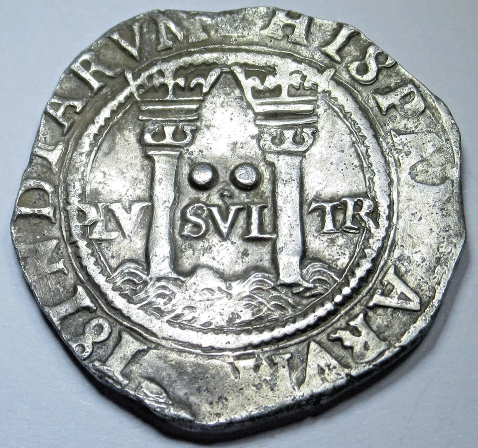 1554-56 Charles & Joanna Mexico 2 Reales 1500's Genuine Colonial Pirate Cob Coin - Image 1 of 2