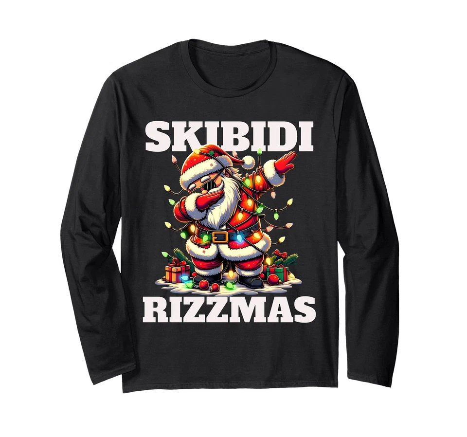 Camiseta Rizz Navidad Santa Divertida Navidad Gen Alpha Skibidi Rizzmas Manga Larga Foto 1 de 1