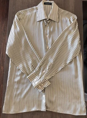 Camisa de vestir de seda Bernini Beverly Hills (hermosa comprada en Rodeo Drive) precio de venta sugerido por el fabricante $595 Foto 1 de 4