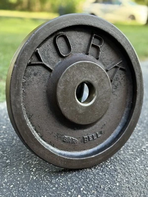 RARE 1930’s/40’s Vintage York Barbell Olympic Unmarked 35lb Plate Deep Dish Set - Image 1 of 4