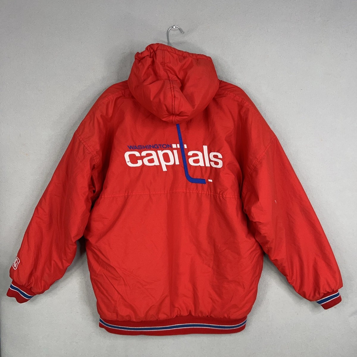194 NHL STARTER CAPITALS アノラックパーカー　青　L パタゴニア PATAGONIA anorak アノラック ロゴ 刺繍 プル