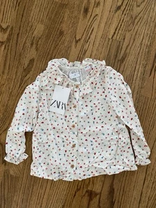 NWT Zara Girl Floral Satin Collared Button Down Tunic Top 4-5y - Picture 1 of 1