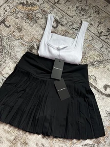 Fabletics Pleated Skort and Top Set Black White Womens Small/Small Short - Picture 1 of 2
