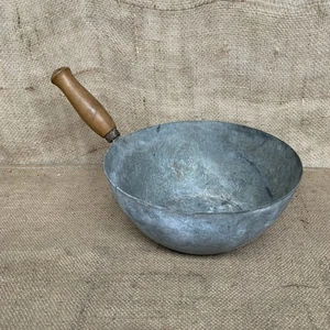 Vintage Round Metal Feed Scoop - Wooden Handle - Picture 1 of 6