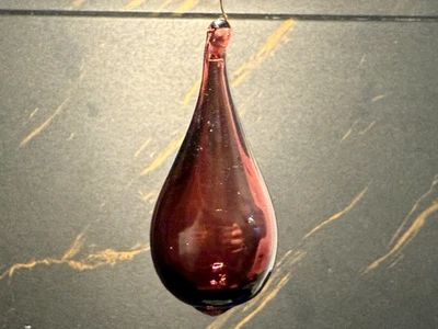 COLGANTE GOTA AMATISTA CRISTAL MURANO RAYAS, H 65 MM, PARA CANDELABROS Foto 1 de 4