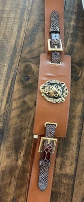 NUEVO Cinturón Cintura Filigrana Dorado Satinado Marrón Años 80 Ms Tina 1x Foto 1 de 2