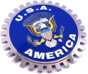 Distintivo griglia USA America per auto camion supporto griglia bandiera metallo cromato - Foto 1 di 3