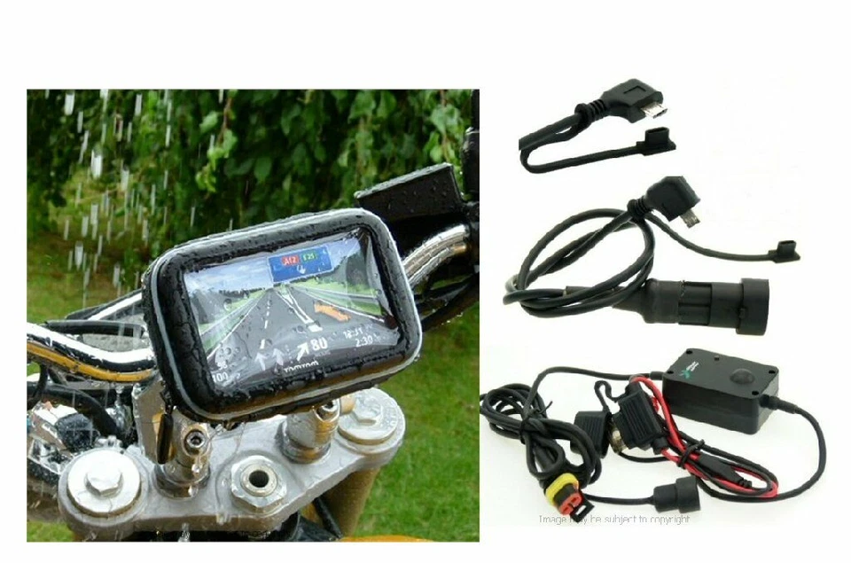 12.7cm Pantalla GPS Satnav Soporte para Moto & Micro USB Cableado Poder - Imagen 1 de 4
