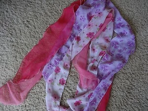 Pink & Purple Scarves x4 Girls 48" Solid & Floral - Picture 1 of 3