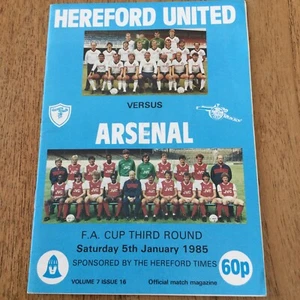 1.5.1985 F.A. Pokal Dritte Runde Fußball Programm. Hereford United v Arsenal. - Bild 1 von 3