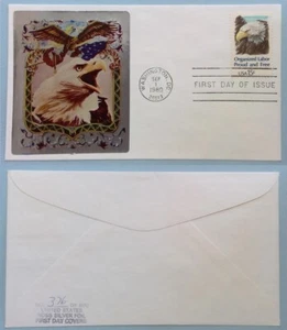 Scott 1831 FDC Organized Labor Bald Eagle Ross Silver Foil Cachet NUMBERED - Picture 1 of 4