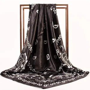 Satin Paisley Large Bandana Scarves Pashmina Square Scarf Head Wrap Shawls Women - Picture 1 of 16