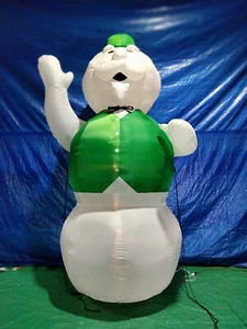 10' Air Blown Inflatable Giant Christmas Snowman Wearing Green Vest - Picture 1 of 3