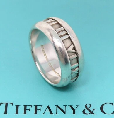 Кольцо с римскими цифрами NYJEWEL Tiffany & Co. Atlas серебро 925 пробы 9 мм - Изображение 1 из 4
