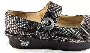 ALEGRIA PAL-532 PEWTER DAZZLER Leather Mary Jane Shoes Women's 39 US 9 $140 * - Picture 1 of 10