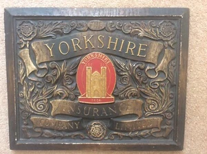 Yorkshire Insurance Advertising Sign Advertising Plaque York Minster Plaster - Picture 1 of 10