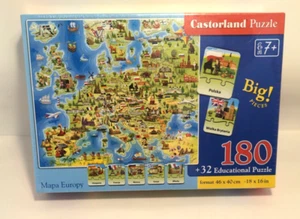 Castorland 180 Piezas Grandes +32 Puzzle Educativo Mapa Europy Puzzle - Edades 7+ - Imagen 1 de 5