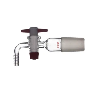 29/42 Glass Vacuum Adapter Bent Hose Connection PTFE Stopcock Lab Chemitry Valve - Picture 1 of 1