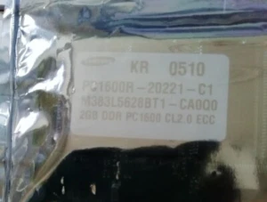 Samsung 4GB (2x2GB) DDR PC1600 ECC Server RAM - M383L5628BT1-CA0Q0 - Picture 1 of 2