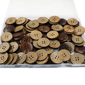 100 Piezas Botones de Cáscara de Coco de 25mm Botones de Madera Natural de 1 Pulgada 4 Agujeros Marrón Bu... - Imagen 1 de 5