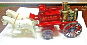 Vintage Leseny London Fire Brigade No.72 White Horses Missing Men Diecast Metal - Picture 1 of 5