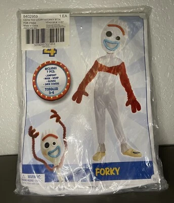 Disney-Pixar Toy Story 4 Forky Niño Pequeño 3-4 Disfraz Halloween 7 Piezas Nuevo Foto 1 de 4
