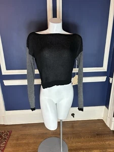 NEU MIT ETIKETT M RENA DAMEN SCHWARZ CREME CROPPED TOP PULLOVER GRÖSSE SMALL - Bild 1 von 10