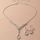 3pcs Wedding Rhinestone Necklace Earring Set For Women Choker Tassel Earring  Wn