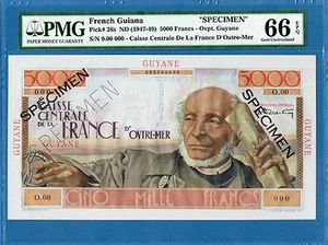 Französisch-Guayana, 5000 Francs, 1947~49, 000 Specimen, Gem UNC-PMG66EPQ, P26s - Bild 1 von 2