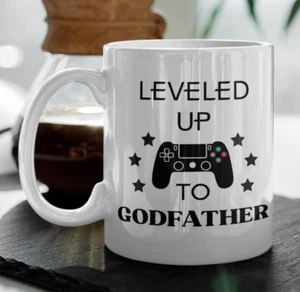 Godfather Leveled up Coffee Mug Controller, Gift for Video Gamer Cup from Godson - Picture 1 of 5