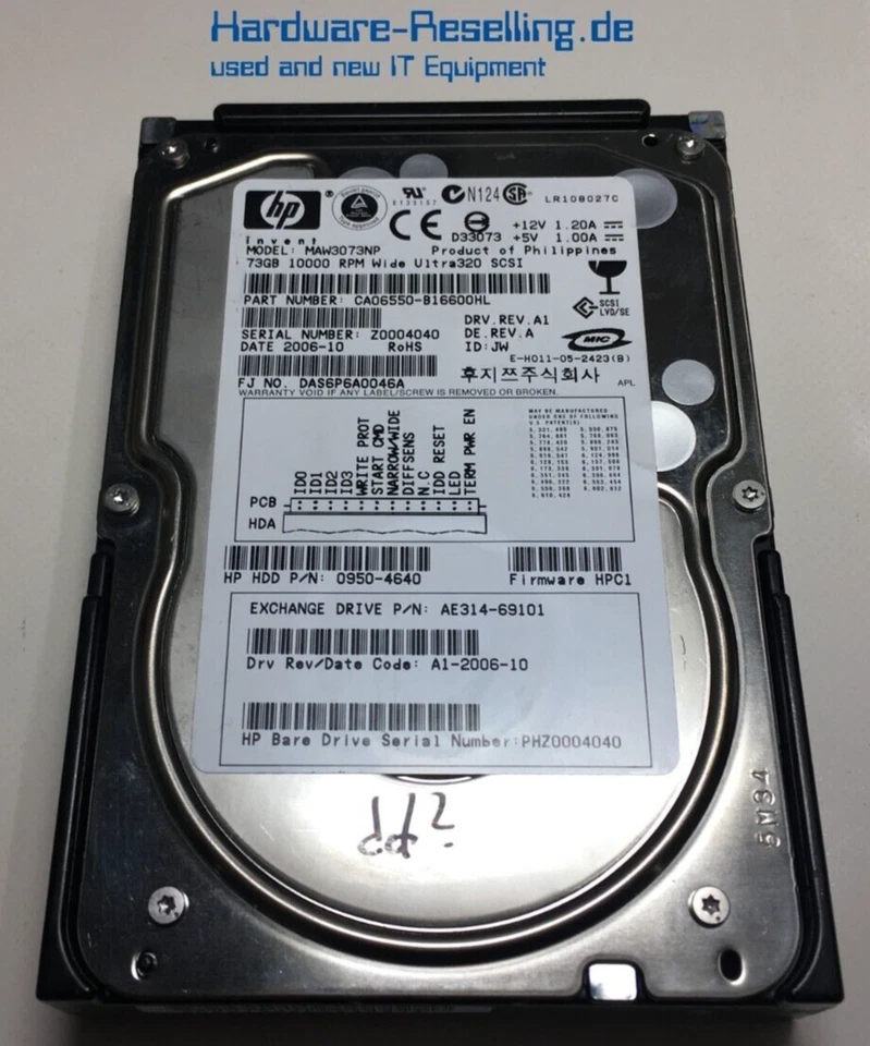 HP Fujitsu 73GB SCSI U320 10K 3,5 " MAW3073NP 0950-4640 AE314-69101 - Immagine 1 di 1