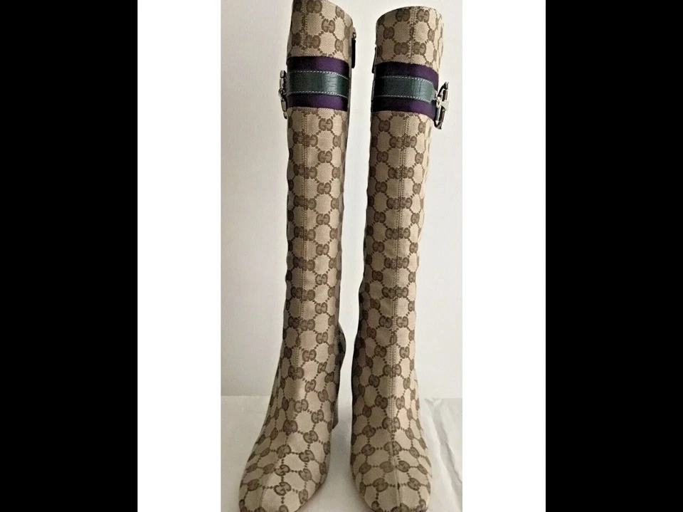 Gucci GG Signature Knee High Boots S 9 B Excellent! - Image 1 of 4