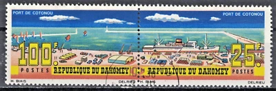 DAHOMEY:1965 SC#203-04 pair Used CTO The opening of Cotonou Harbor  AL595 - Image 1 of 2