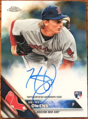 2016 Topps Chrome Rookie Autographs Henry Owens #RA-HOW Boston Red Sox - Image 1 of 2