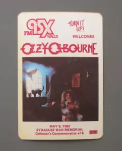 Ozzy Osbourne satin cloth radio sticker 95X May 9, 1982 Syracuse, NY - Picture 1 of 2
