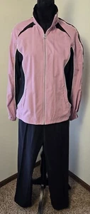 SB Active Women’s Medium 2 Piece Track Y2K Suit - Pink & Black w Running Stripe - Picture 1 of 20
