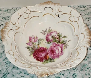 Vintage Porzellan Theodore Lehmann TL Bavaria Germany Floral Servierschale 10" - Bild 1 von 4