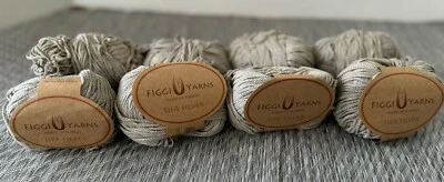 ECONOMIZE 30%! (8) Fio natural Figgi “Sifa Silver” ~50g/82yds ~ Feito com prata microbiana - Imagem 1 de 4