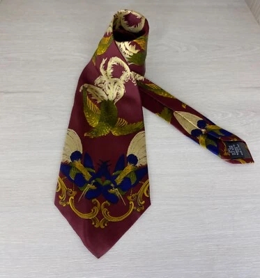 Gianfranco Ferre 100% 真丝领带动物花卉印花复古 — 第 1/4 张图片