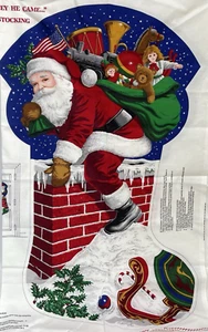 VIP Cranston Enorme Panel de Medias de Papá Noel por la Chimenea He Came Cort 33" x 20" - Imagen 1 de 15