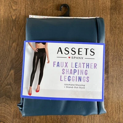 Leggings Spanx Assets All Over Imitación Cuero Modelador Medianos Azul Mar Difíciles de Encontrar - Nuevos en Paquete Foto 1 de 3